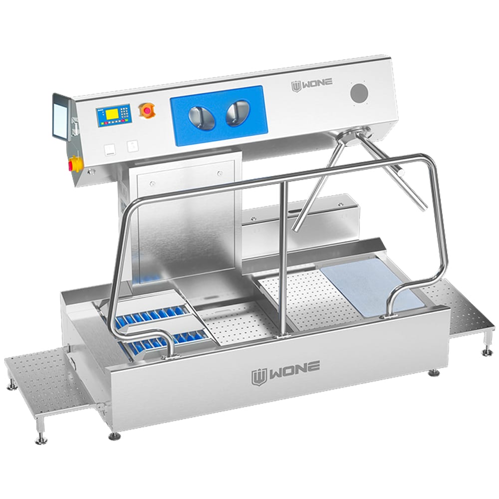 PBW-23 Hygiene Station full view showing hand sanitization and boot sole cleaning functions 