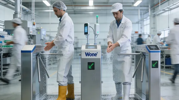 Wone's automated hygiene station in plant-based food production.