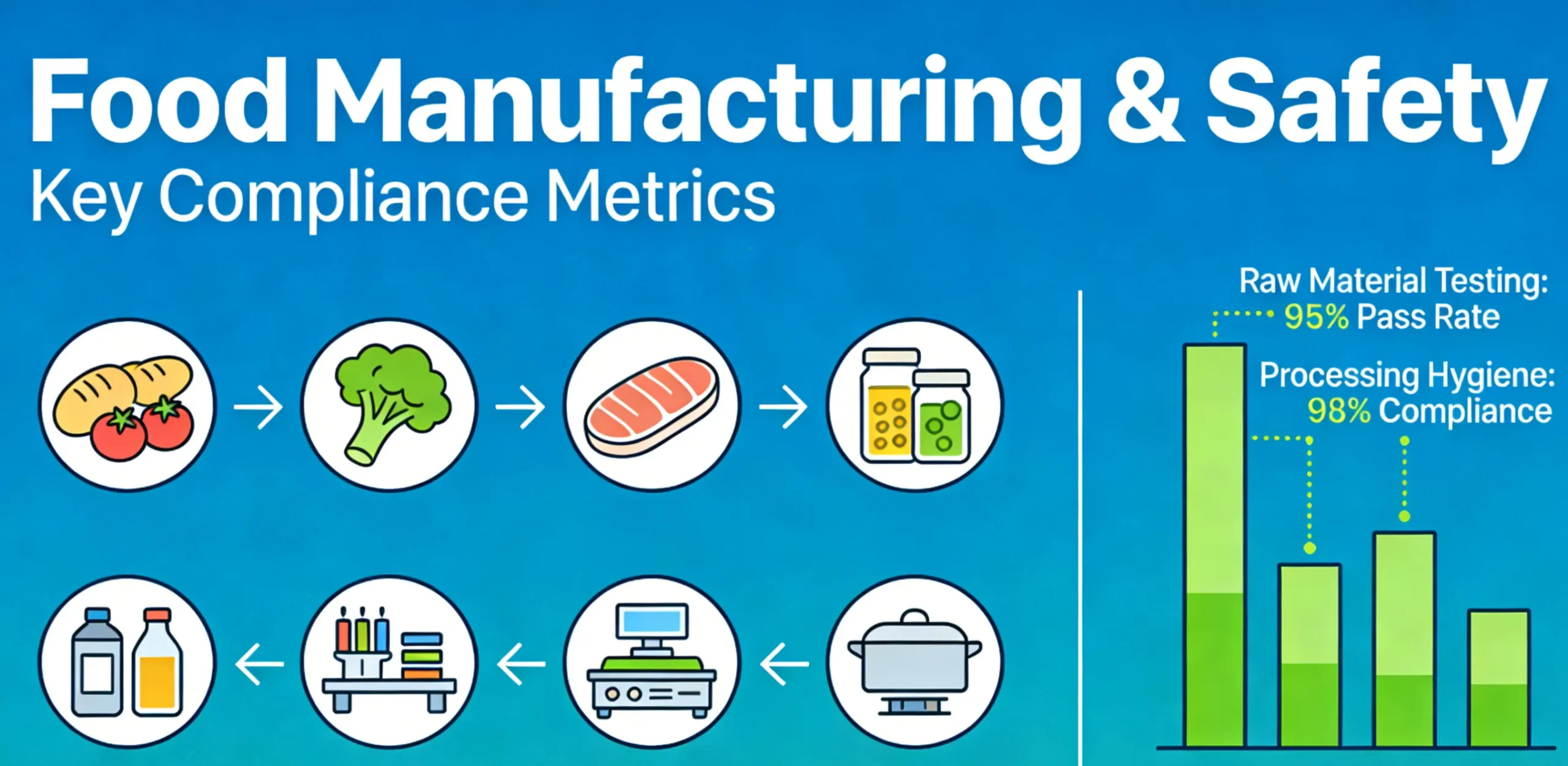 Food manufacturing process diagram highlighting hygiene and safety trends in food manufacturing