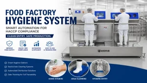 food factory hygiene system smart automation for HACCP compliance hygiene station