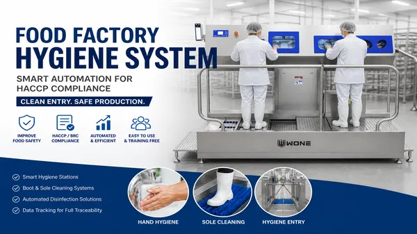 food factory hygiene system smart automation for HACCP compliance hygiene station