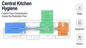 Central kitchen disinfection and hygiene management
