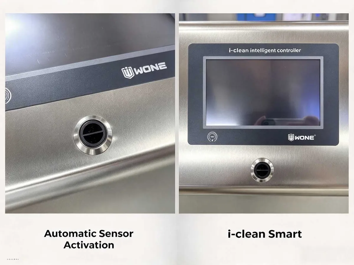 Automatic sole cleaning machine sensor and i-clean controller